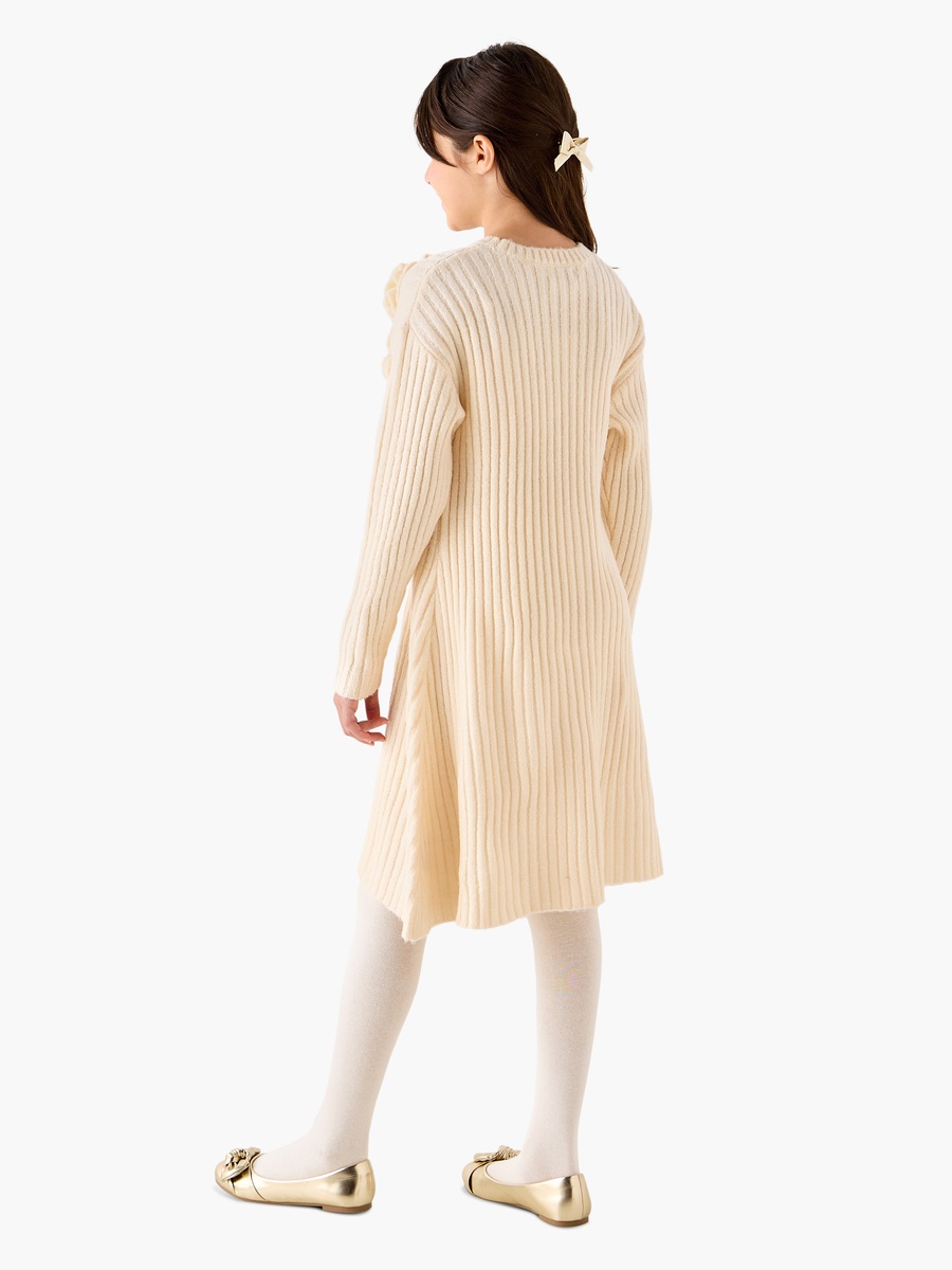Floral Accent A-Line Sweater Dress with Tights