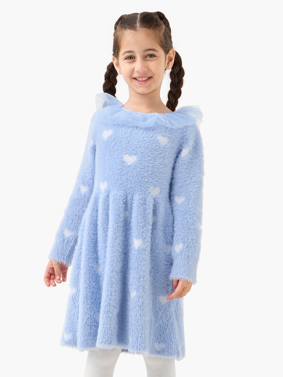 Heart Print Dress with Tights