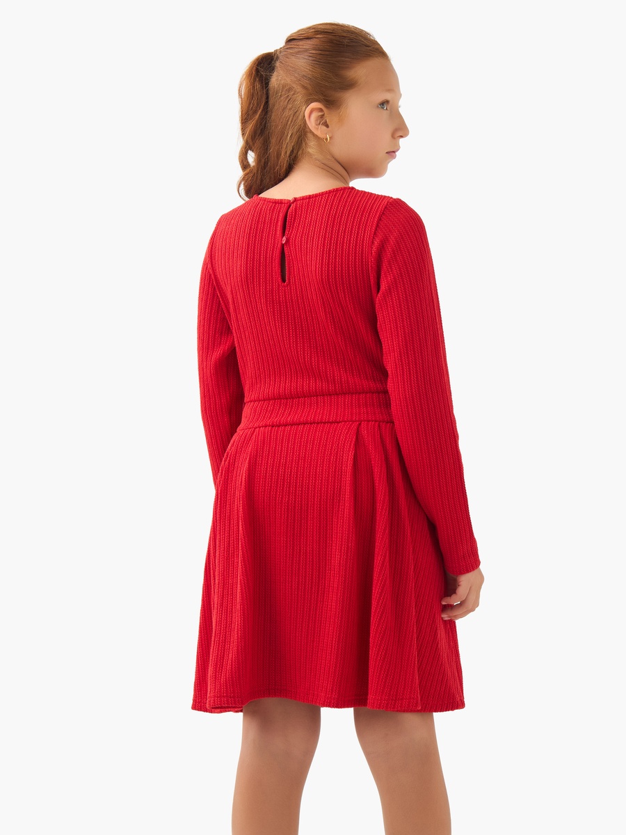 Round Neck Long Sleeves Dress with Ribbed Design