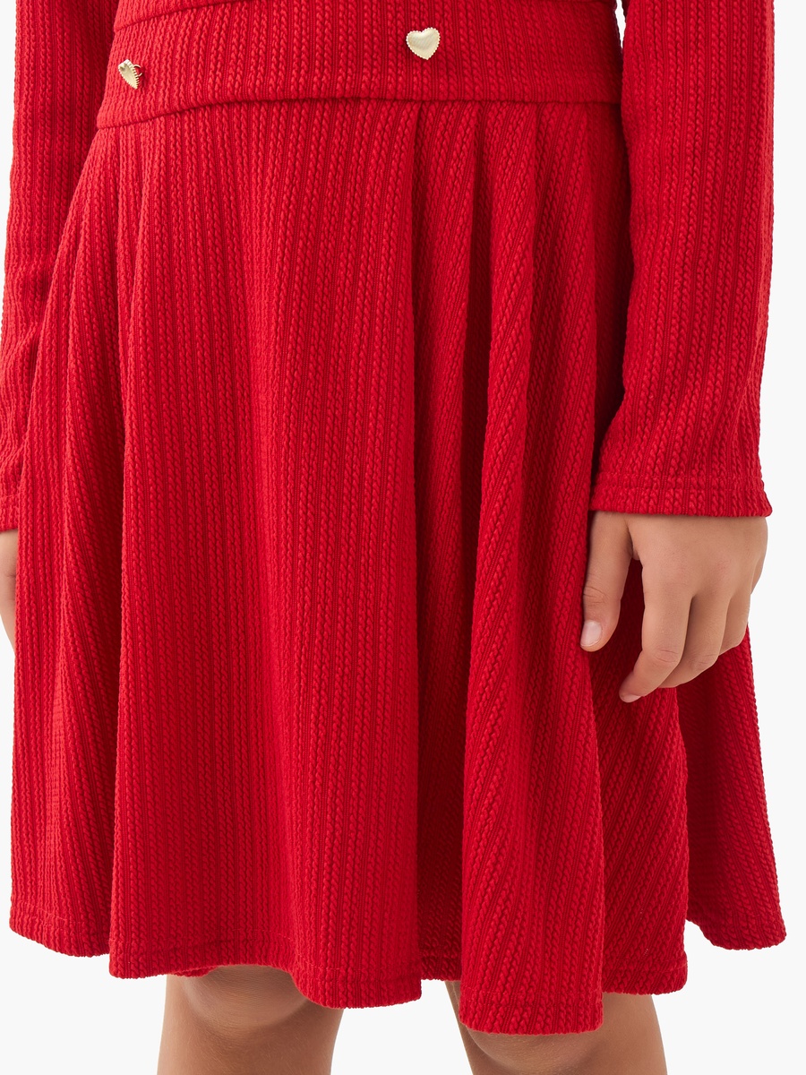 Round Neck Long Sleeves Dress with Ribbed Design