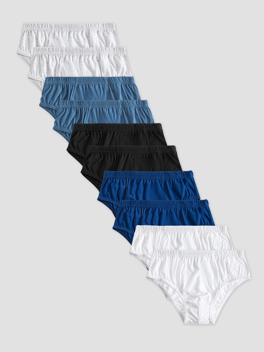 Cotton Briefs with Elastic Waistband - 10-Piece Set