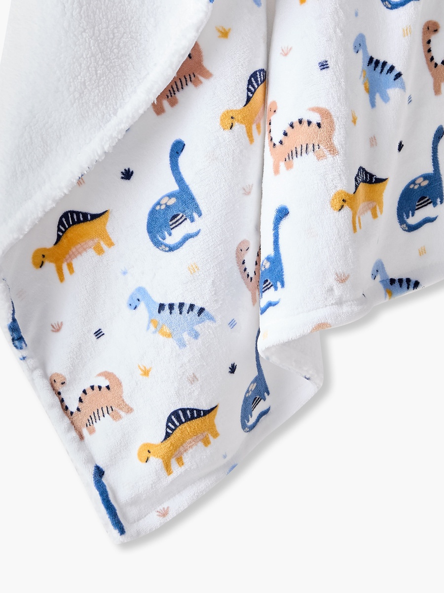 Raschel Blanket and Security Blanket with Dinosaur Print - 75x100 cm