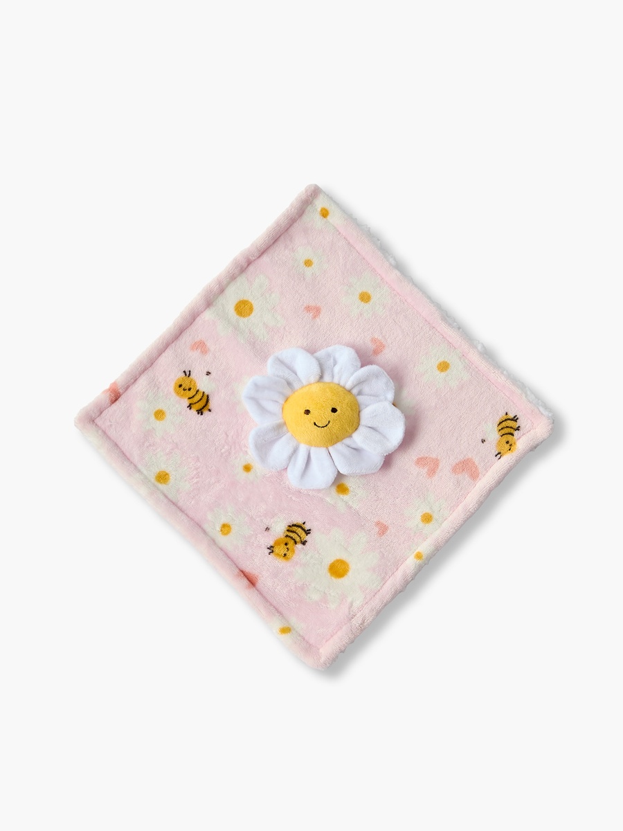 Raschel and Security Blanket with Floral Applique - 75x100 cm