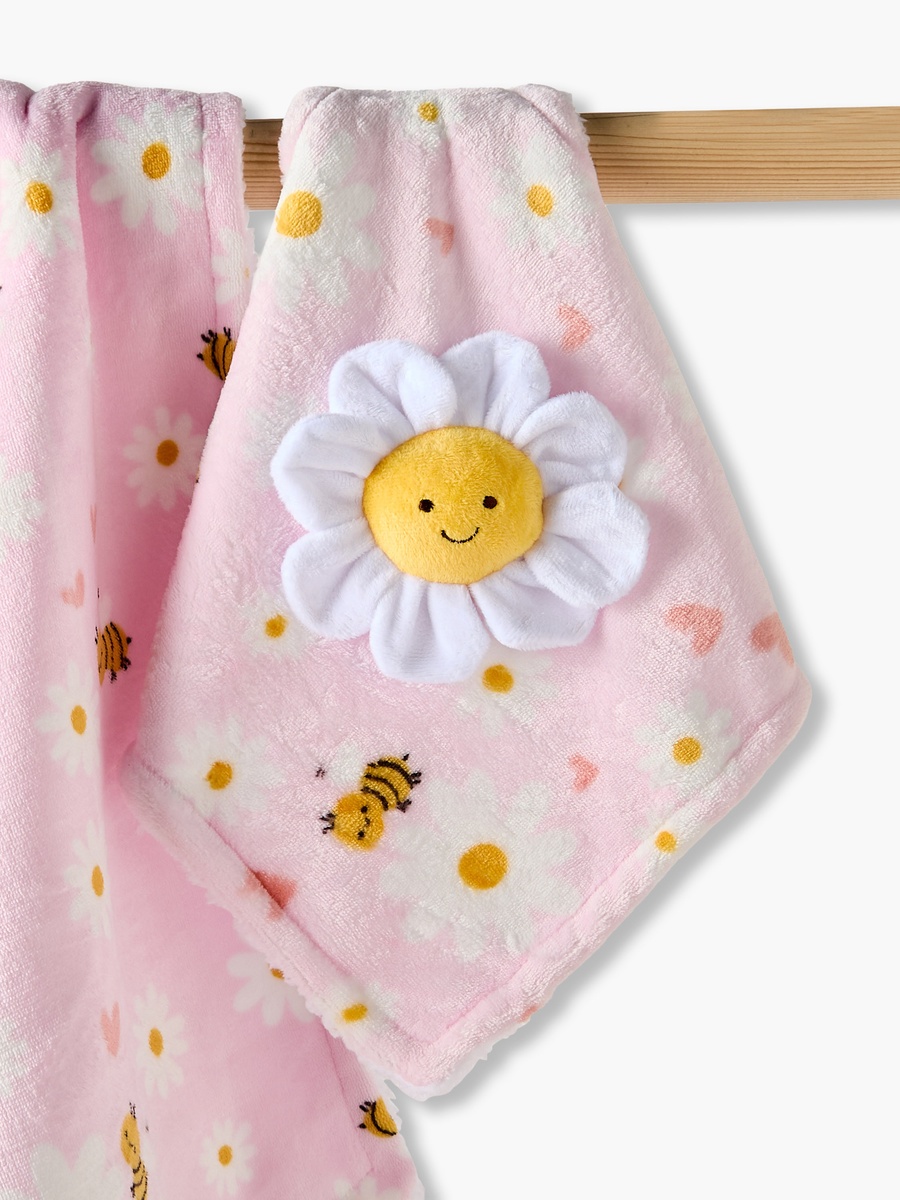 Raschel and Security Blanket with Floral Applique - 75x100 cm