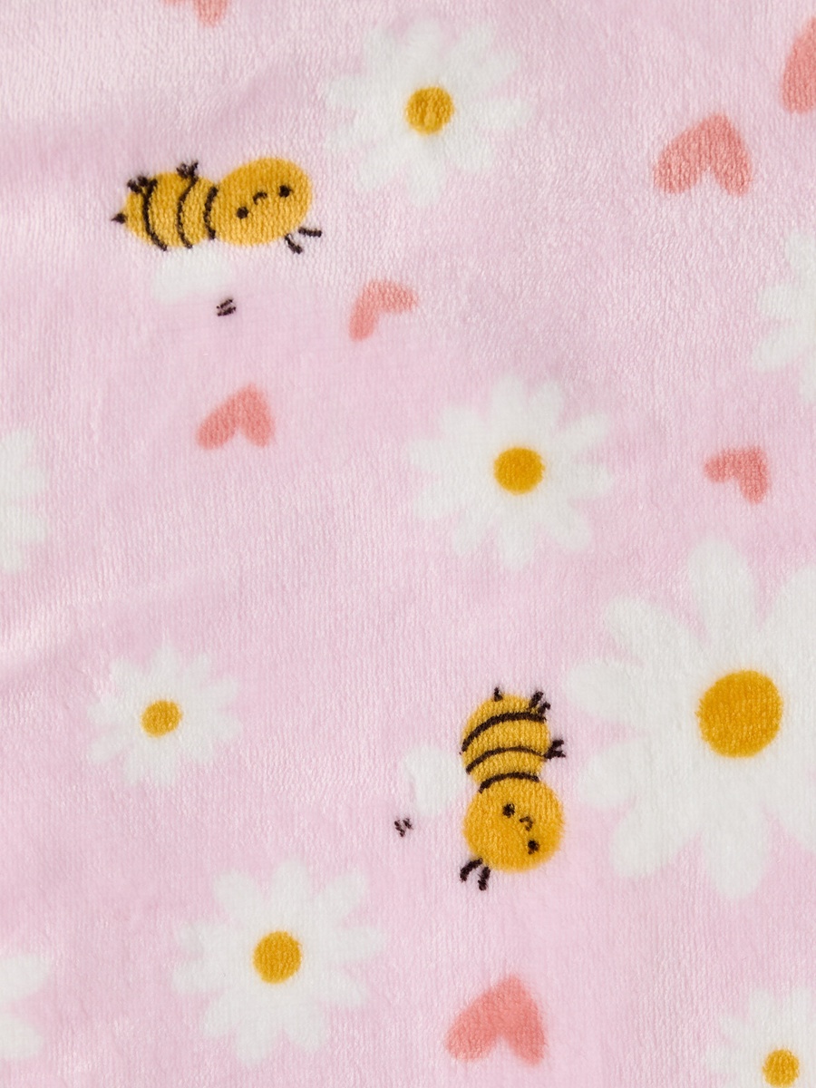 Raschel and Security Blanket with Floral Applique - 75x100 cm