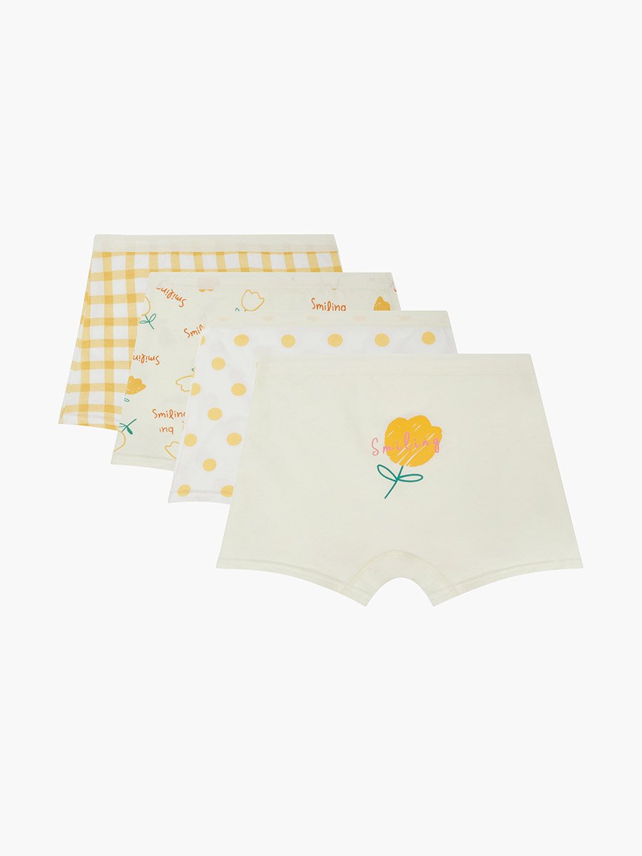 Pack of 4 - Girls Printed Cotton Boxers