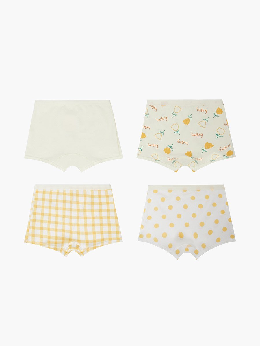 Pack of 4 - Girls Printed Cotton Boxers