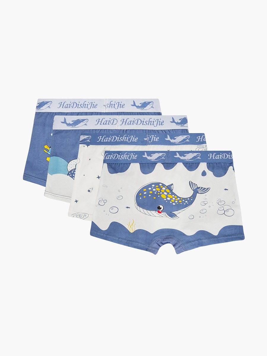 Pack of 4 - Boys Printed Cotton Boxers