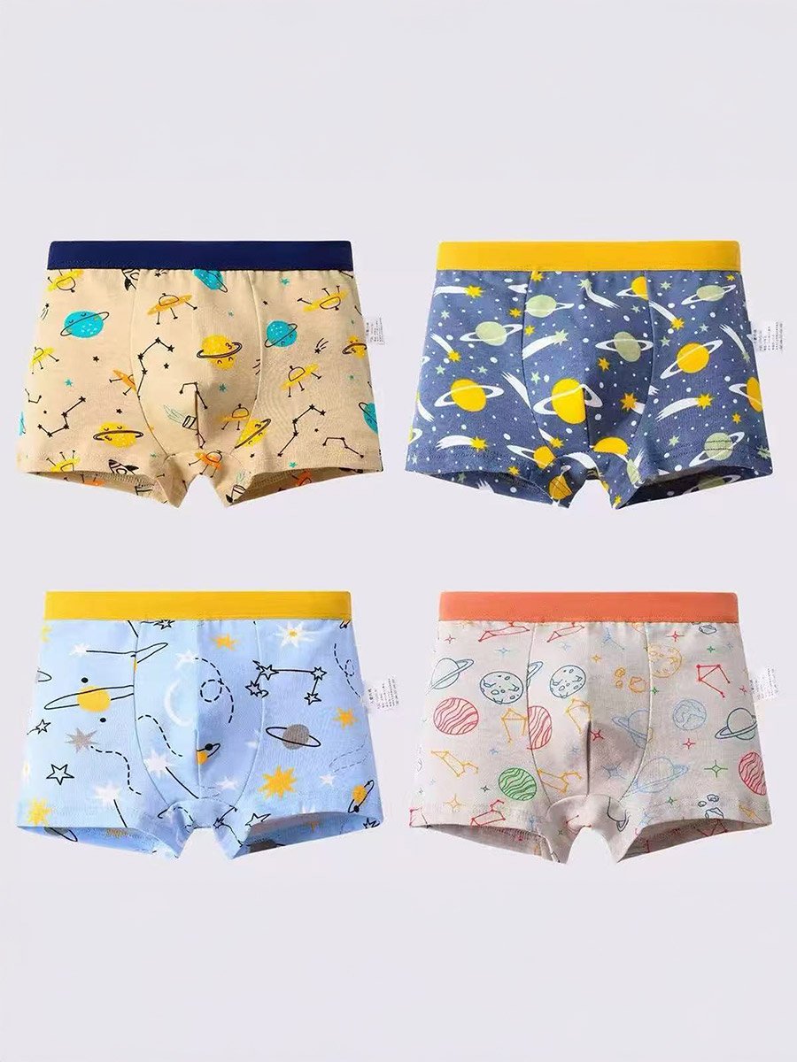 Pack of 4 - Boys Printed Cotton Boxers