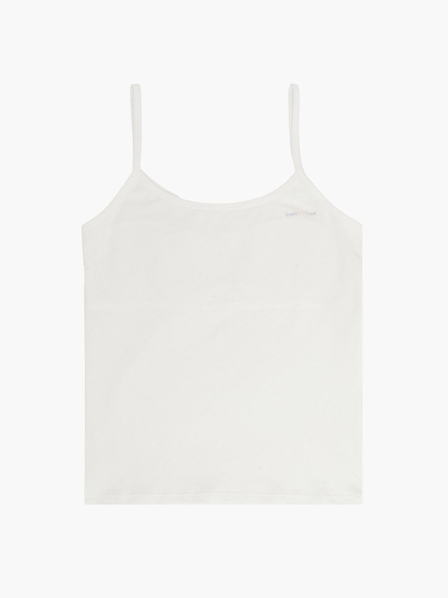 Girls Off White Cotton Vest