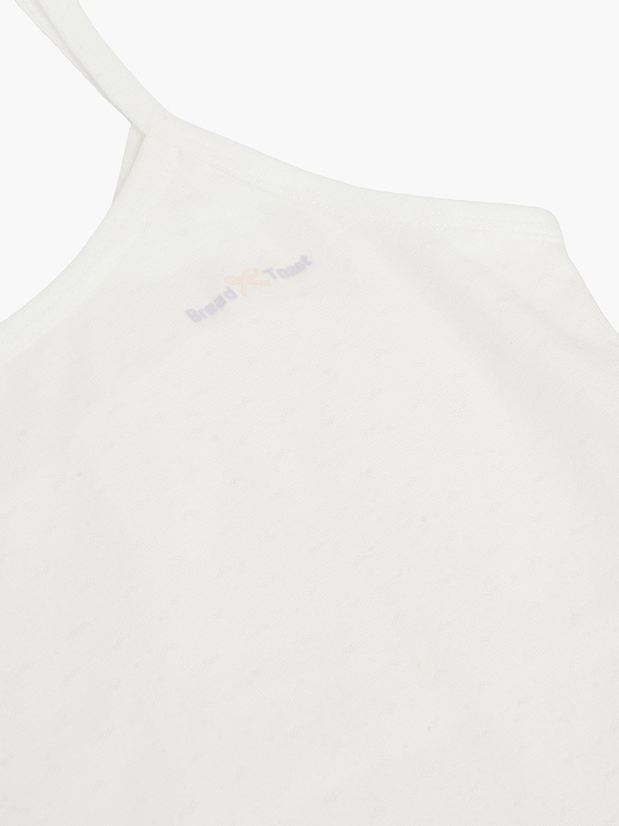 Girls Off White Cotton Vest