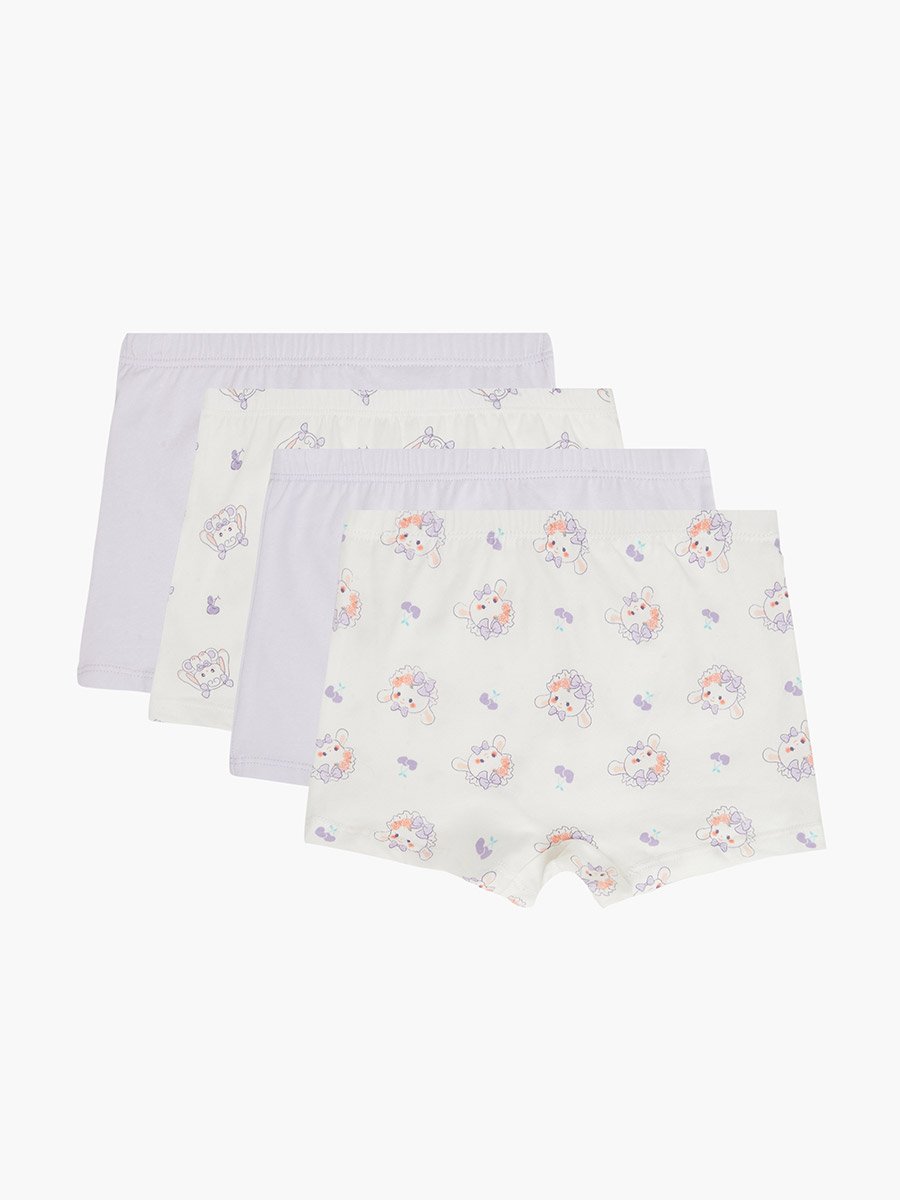 Pack of 4 - Girls Printed Cotton Briefs