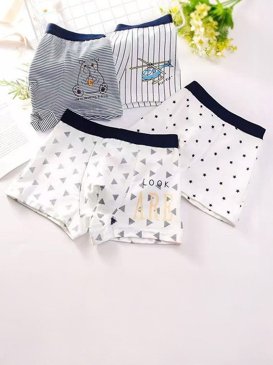 Pack of 4 - Boys Printed Cotton Boxers