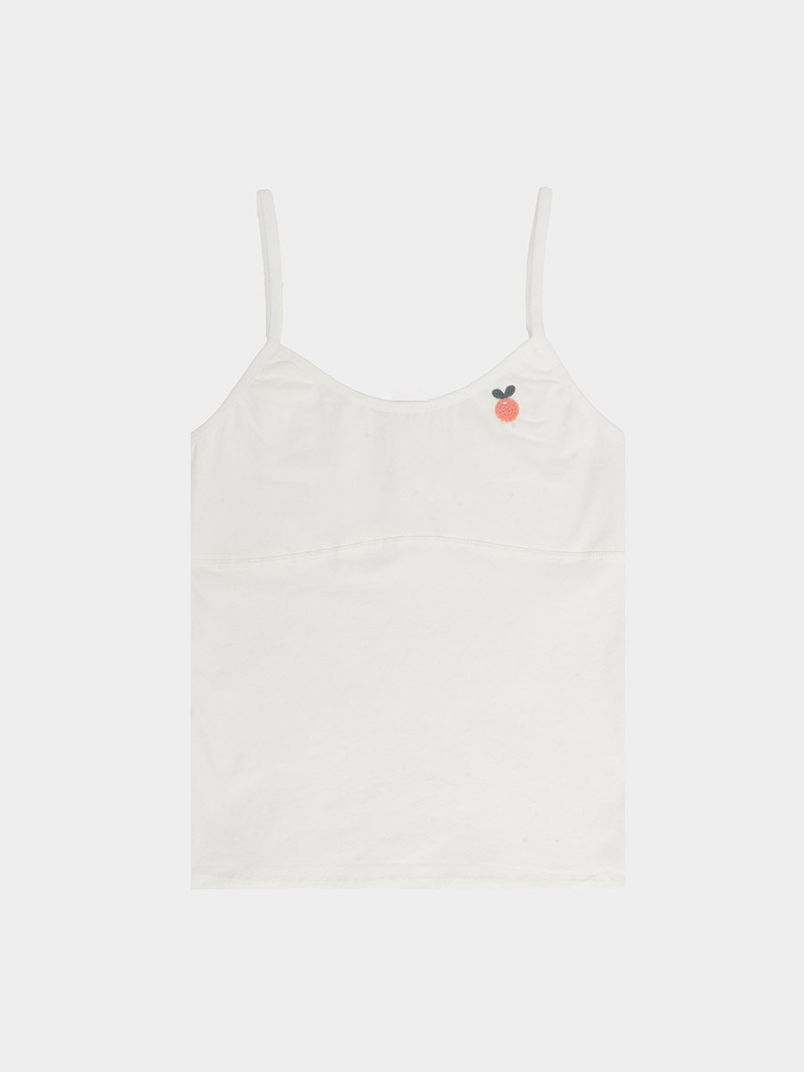Girls Off-White Cotton Embroidered Vest