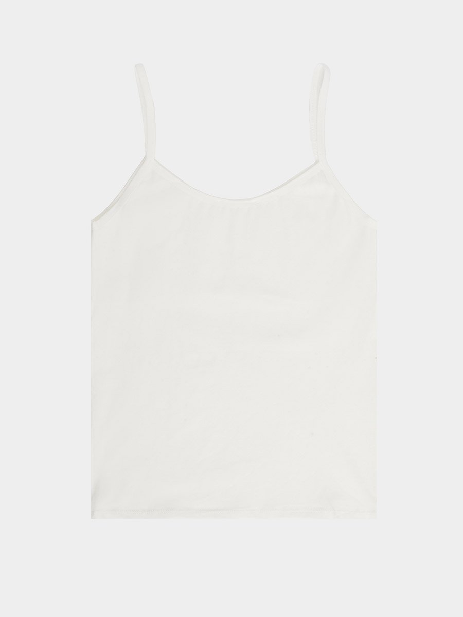 Girls Off-White Cotton Embroidered Vest