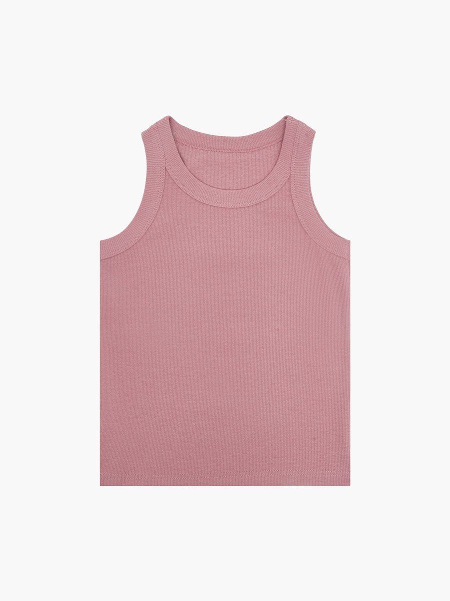 Girls Light Pink Cotton Ribbed Vest