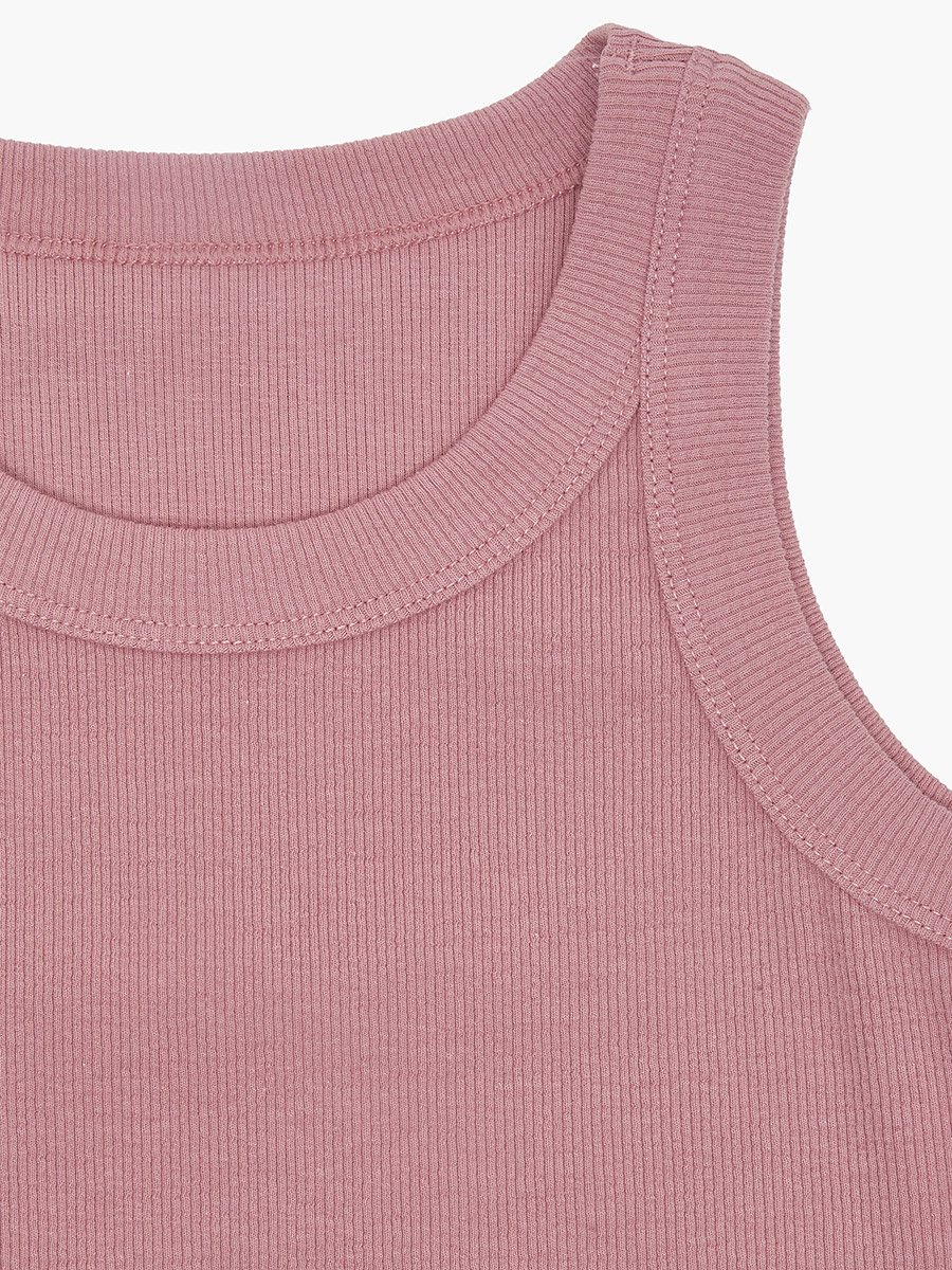 Girls Light Pink Cotton Ribbed Vest