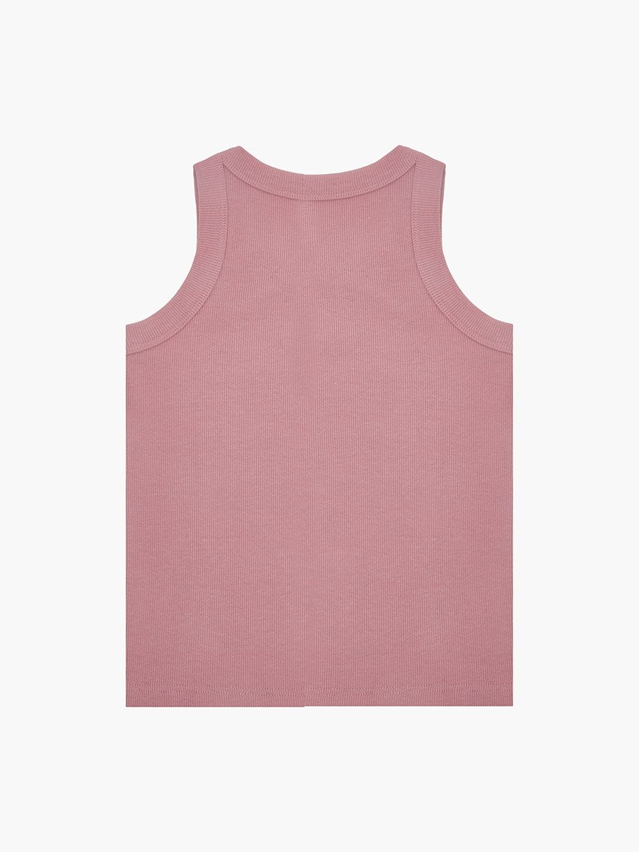 Girls Light Pink Cotton Ribbed Vest