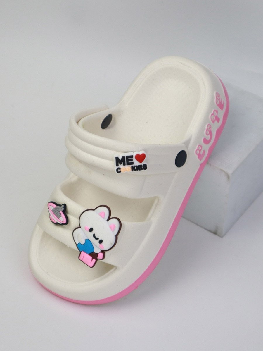 Kids Pink Graphic Charms Slides