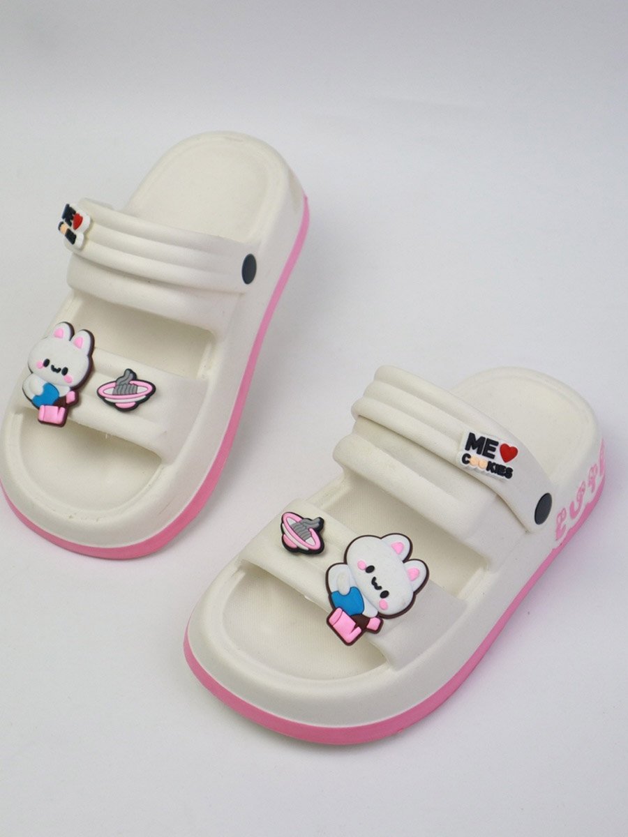 Kids Pink Graphic Charms Slides
