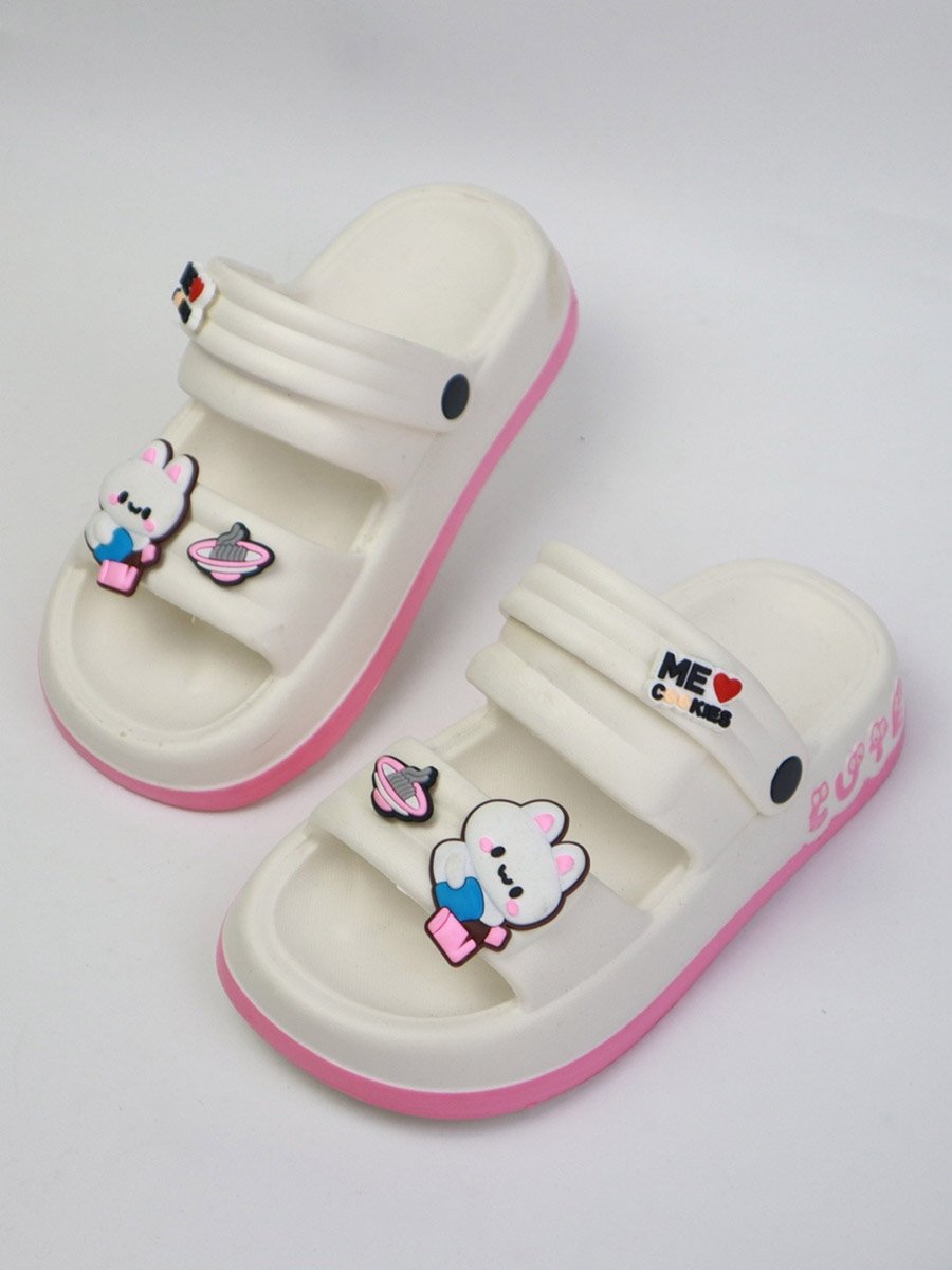 Kids Pink Graphic Charms Slides