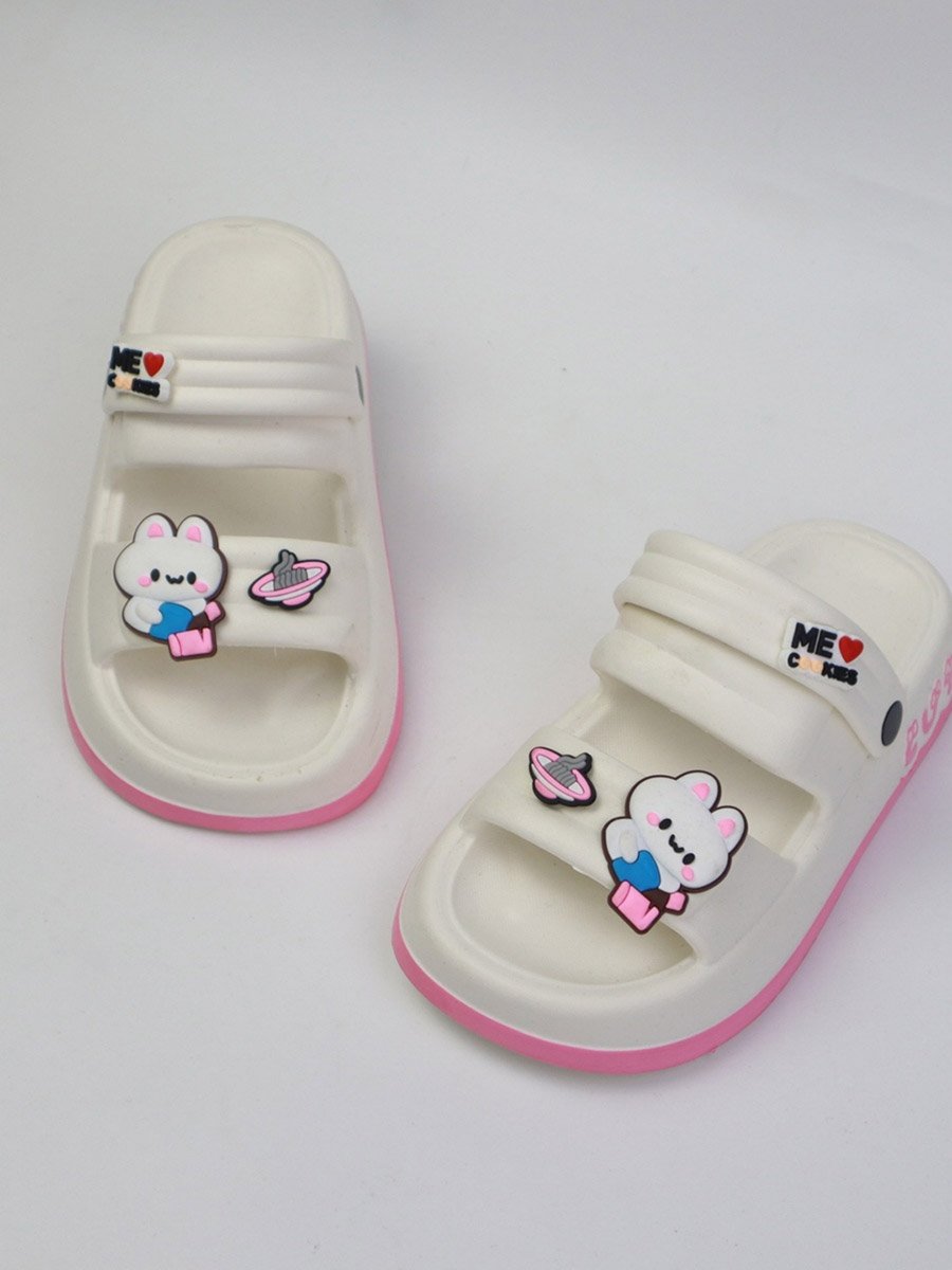 Kids Pink Graphic Charms Slides