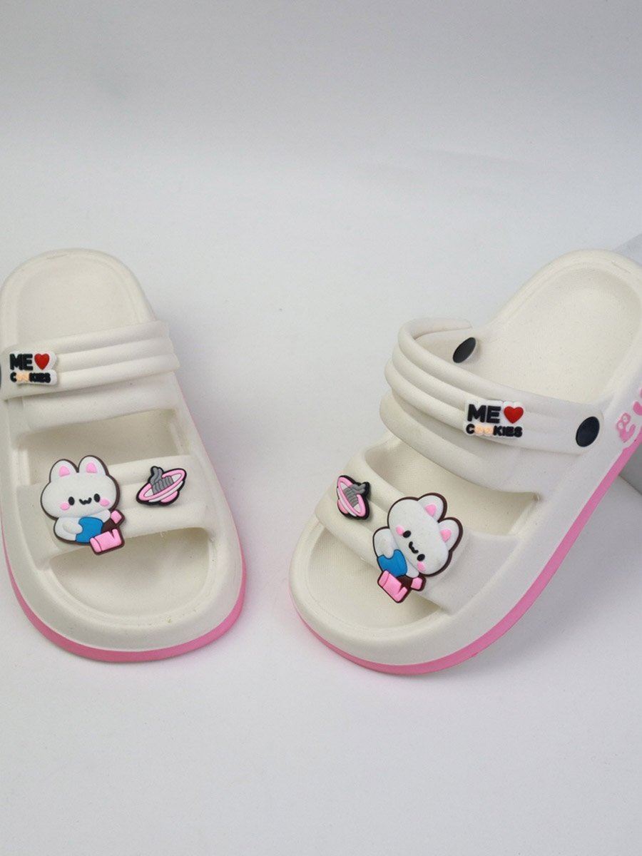 Kids Pink Graphic Charms Slides