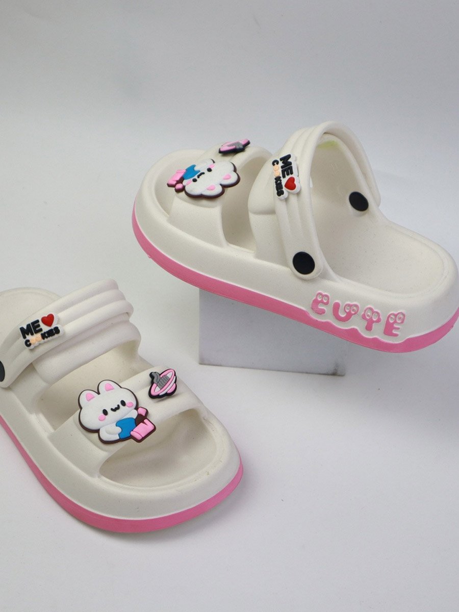 Kids Pink Graphic Charms Slides