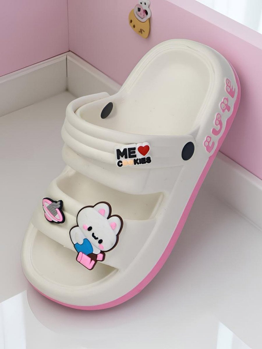 Kids Pink Graphic Charms Slides