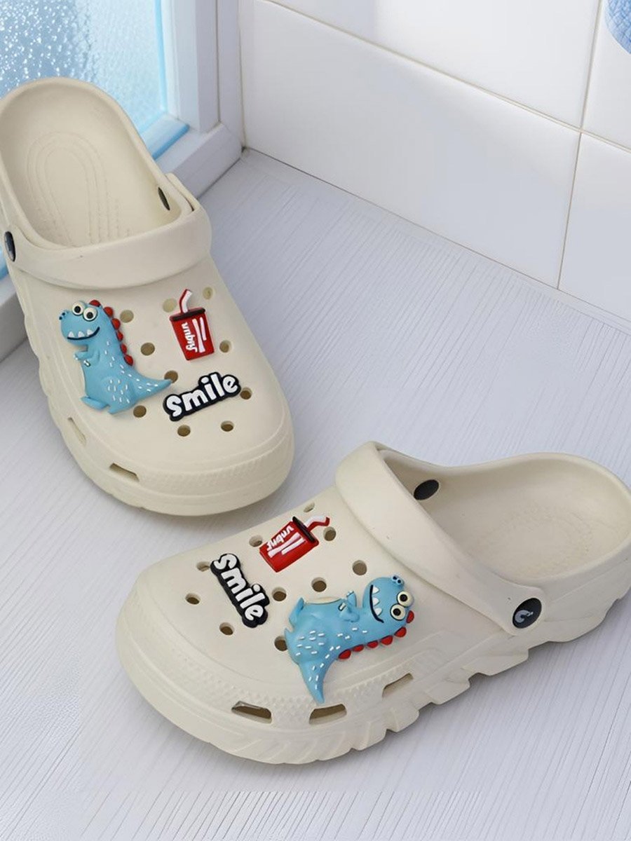 Kids White Embellished Clogs