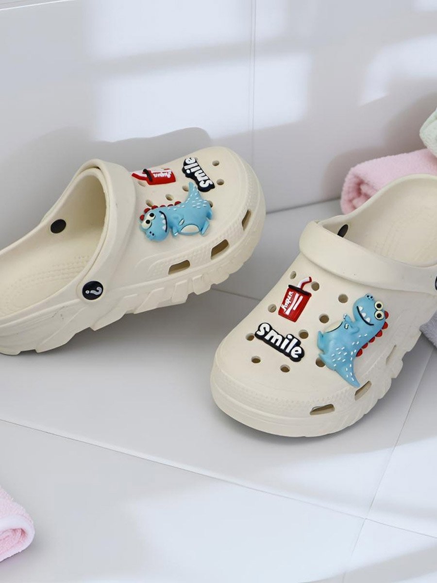 Kids White Embellished Clogs