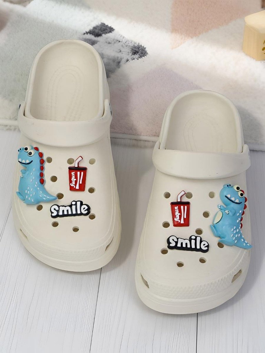 Kids White Embellished Clogs
