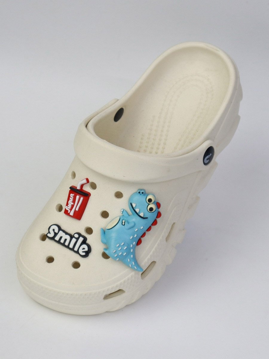 Kids White Embellished Clogs