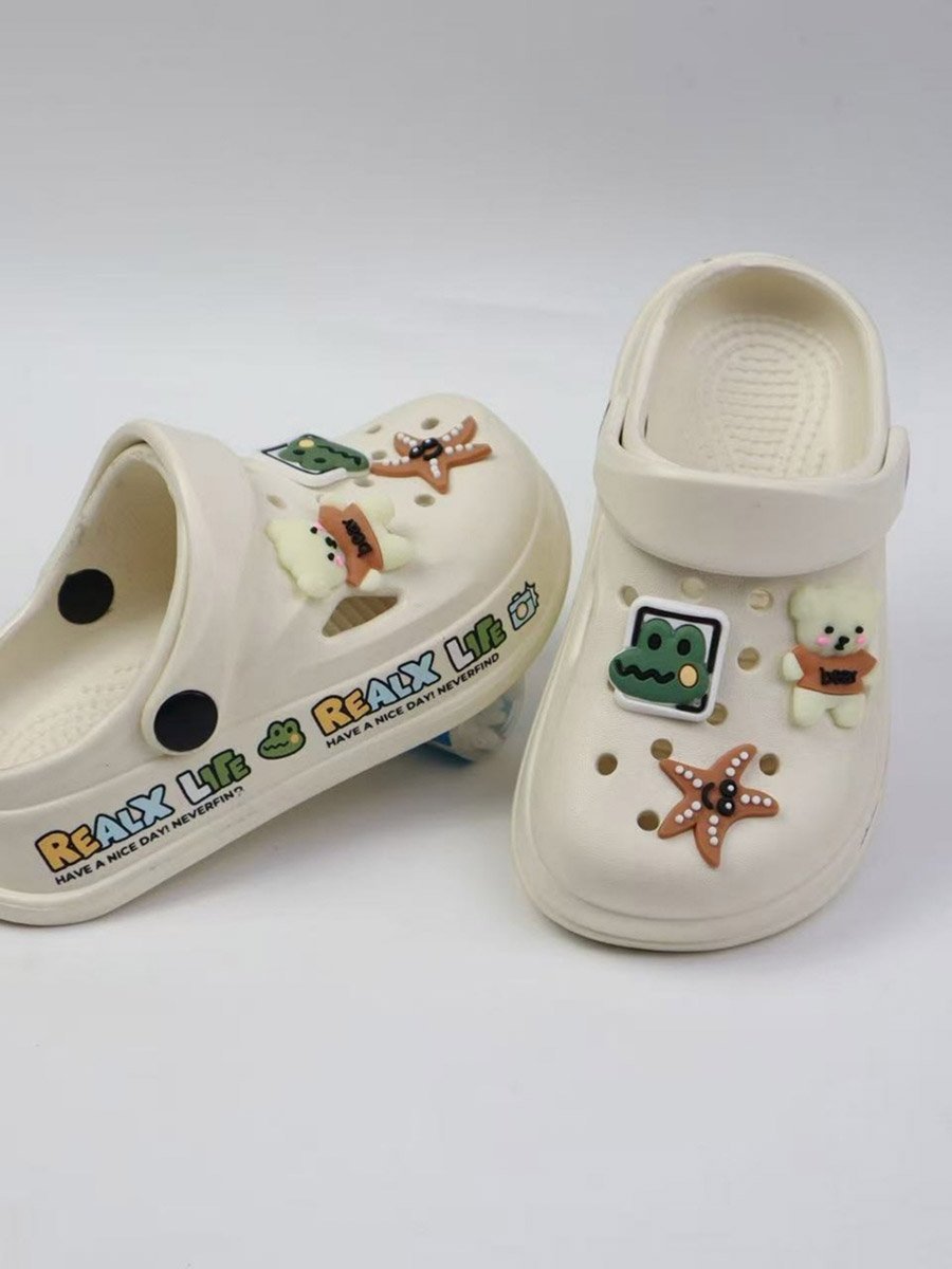Girls White Clogs with Charms