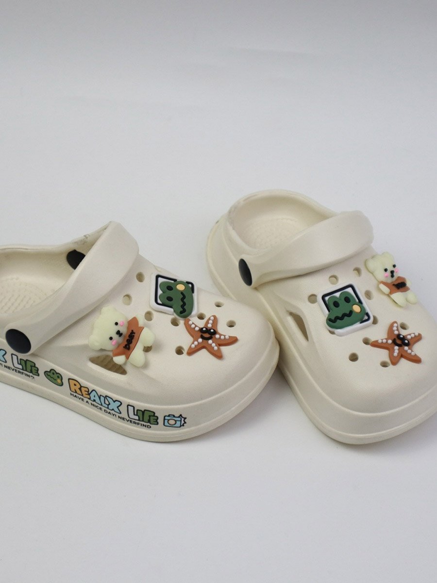 Girls White Clogs with Charms