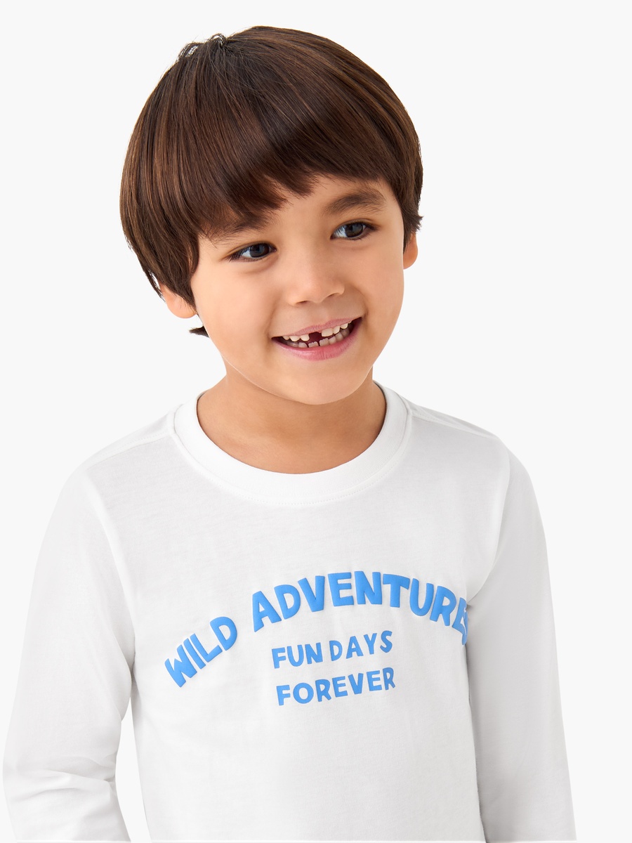 Cotton Crew Neck T-Shirt with Slogan Print