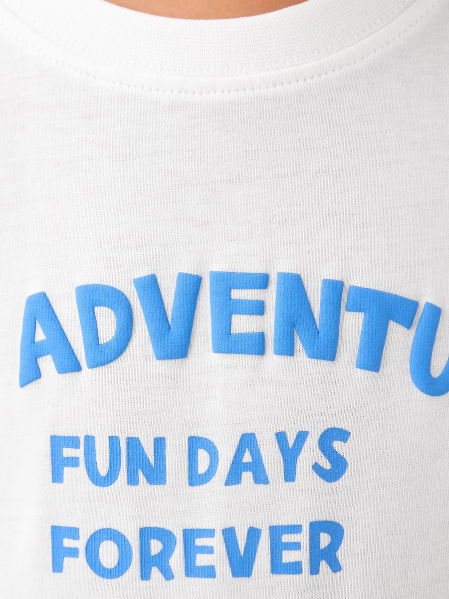 Cotton Crew Neck T-Shirt with Slogan Print
