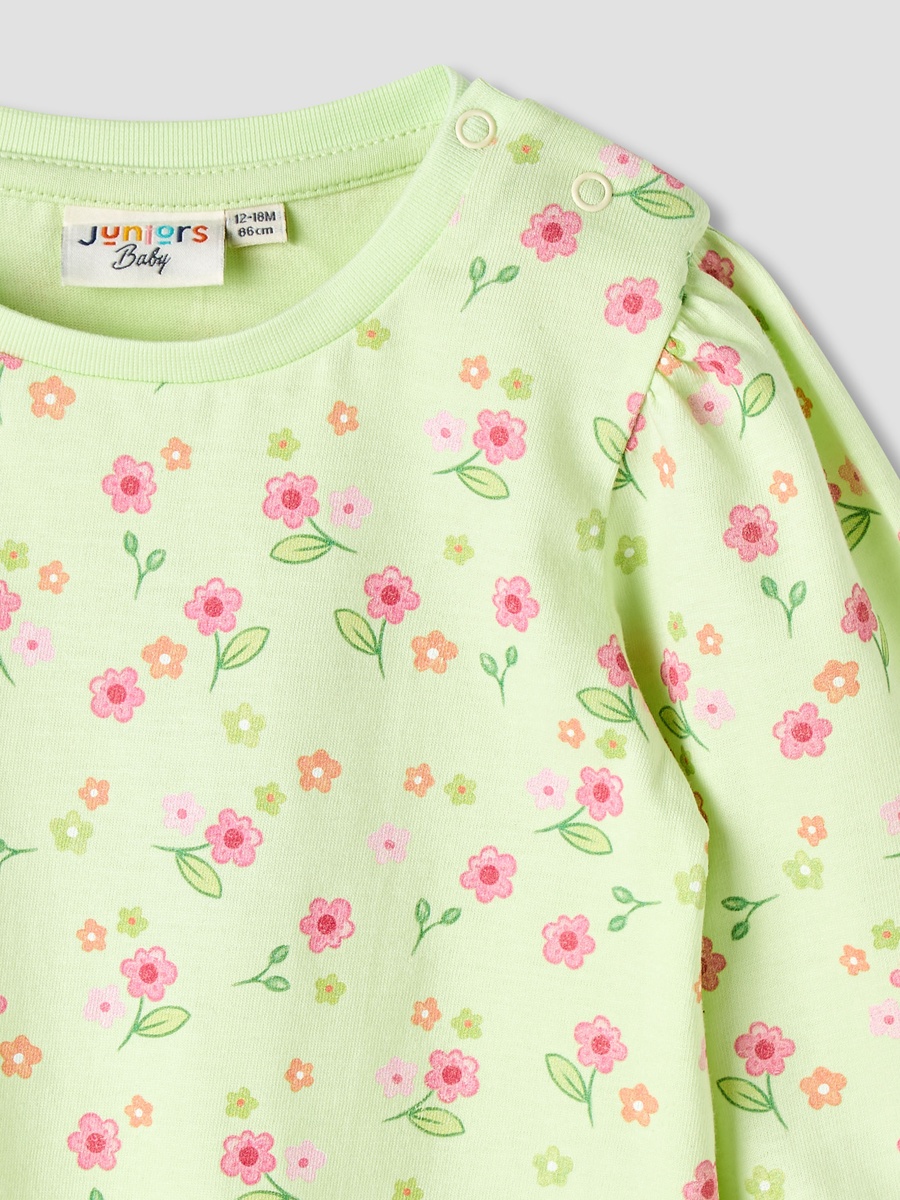 Cotton Round Neck T-Shirt with Snap Button Closure