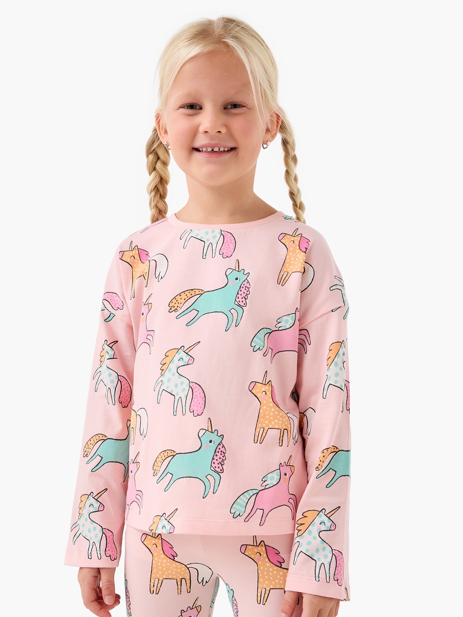 Cotton Crew Neck T-Shirt with Unicorn Print