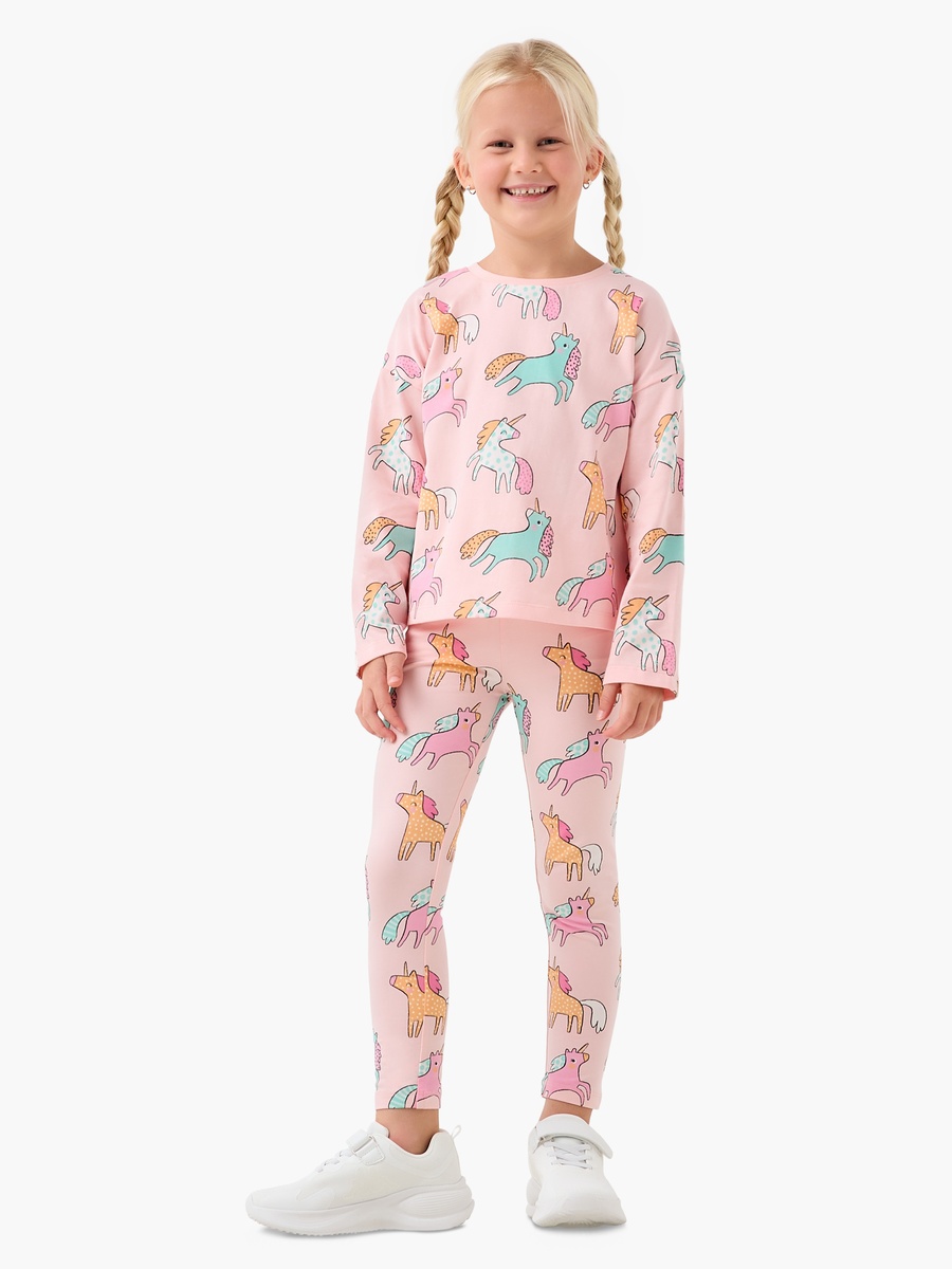 Cotton Crew Neck T-Shirt with Unicorn Print
