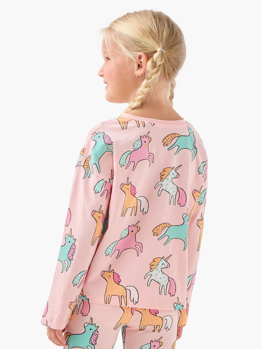 Cotton Crew Neck T-Shirt with Unicorn Print