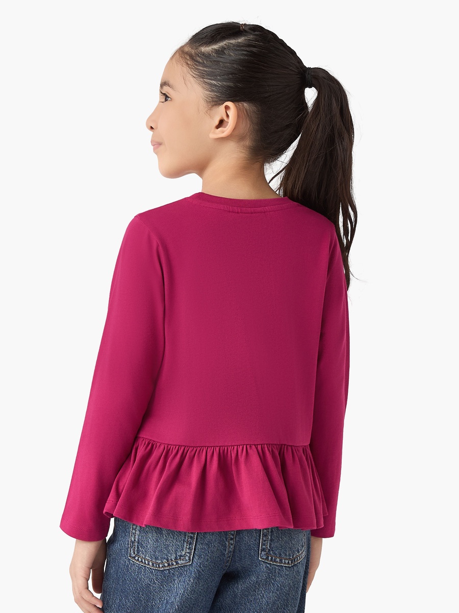 Crew Neck Long Sleeves T-Shirt with Floral Detail
