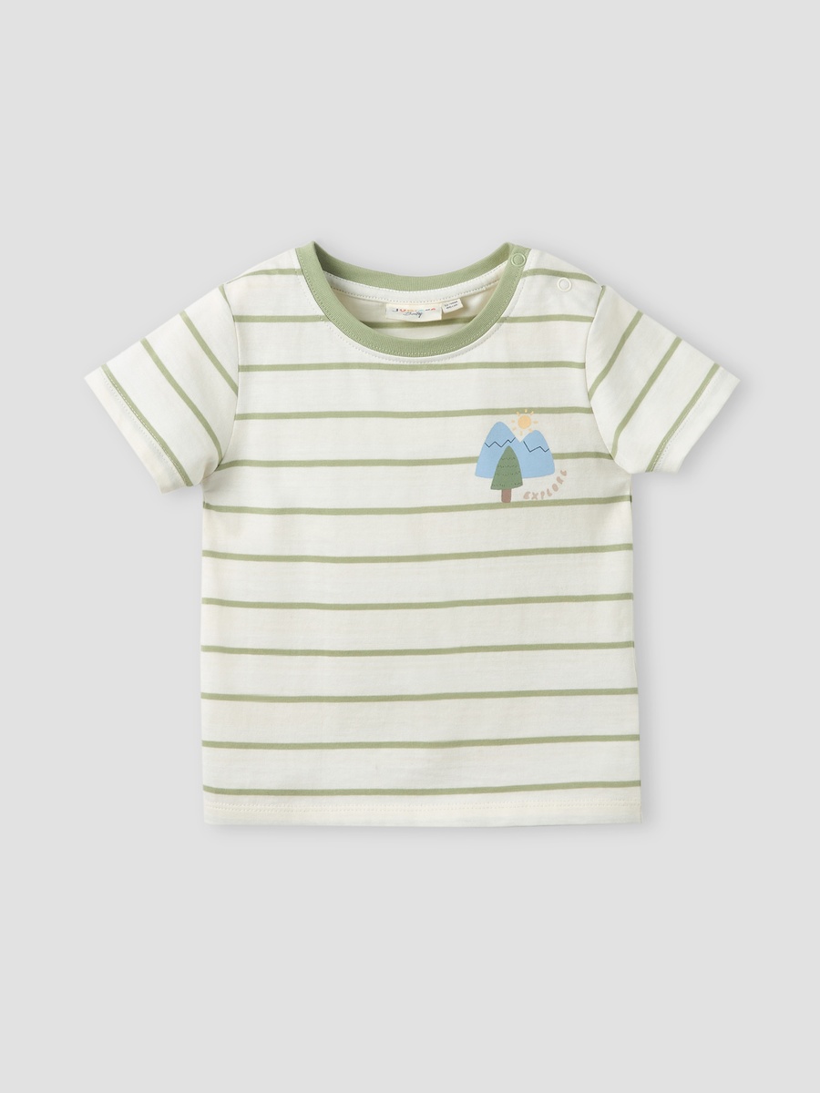 Crew Neck Short Sleeves T-Shirt with Stripes