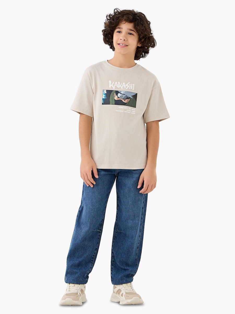 Crew Neck Short Sleeves T-Shirt with Kakashi Print