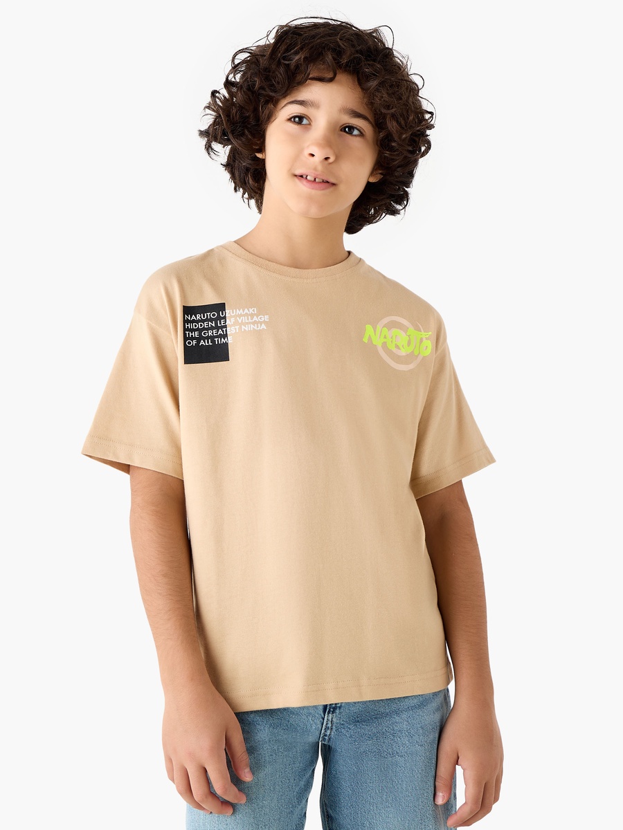 Crew Neck Short Sleeves T-Shirt with Naruto Print