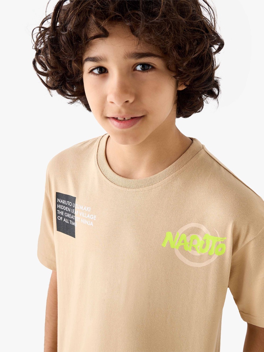 Crew Neck Short Sleeves T-Shirt with Naruto Print