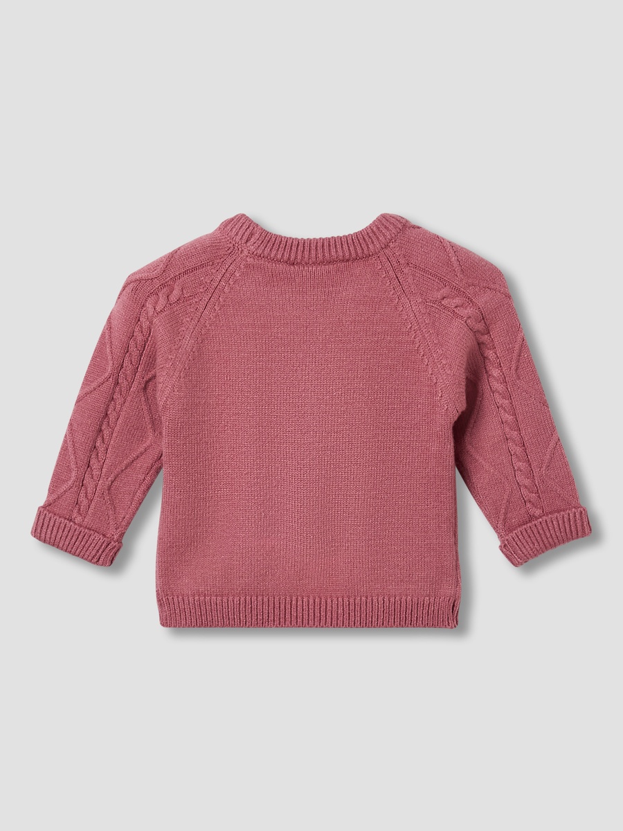 Round Neck Sweater with Floral Embroidery