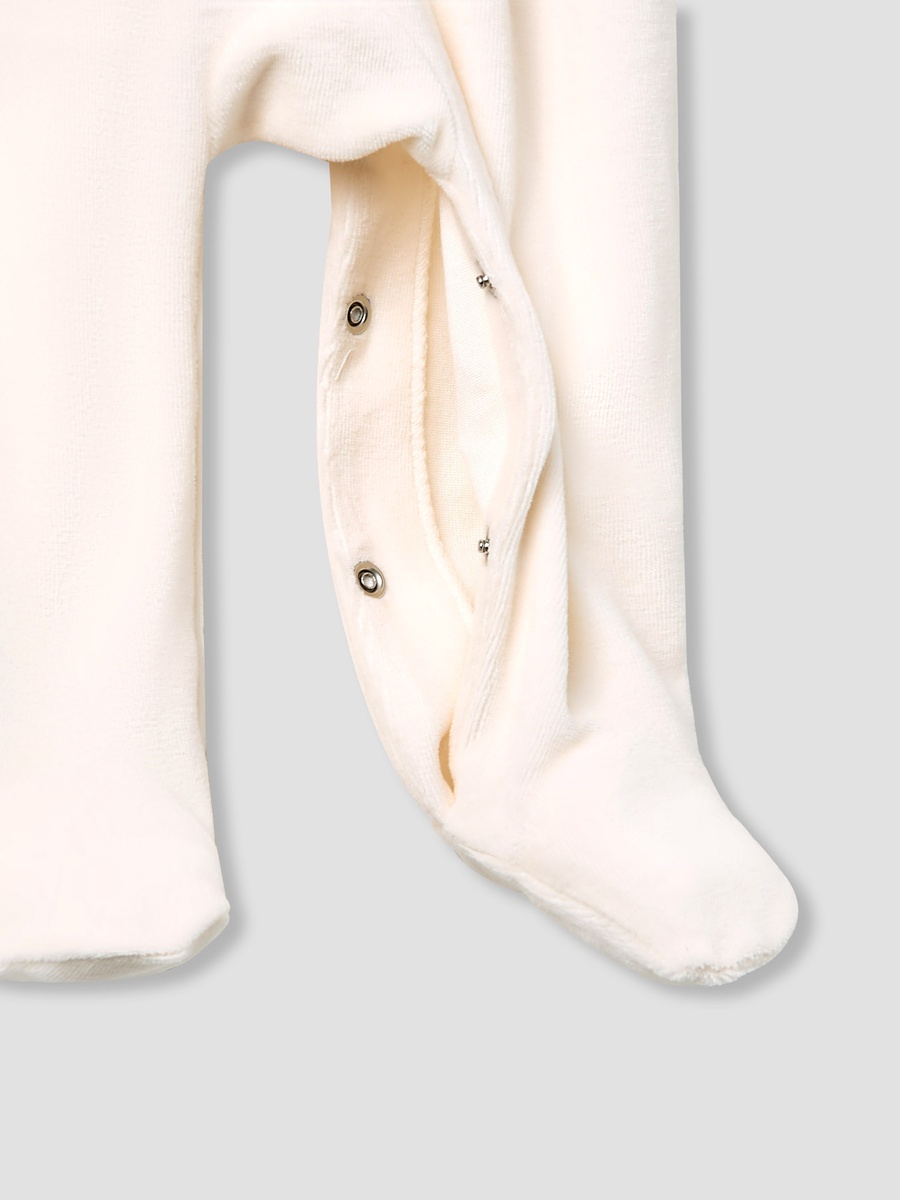 Velour Collared Sleepsuit with Closed Feet and Long Sleeves