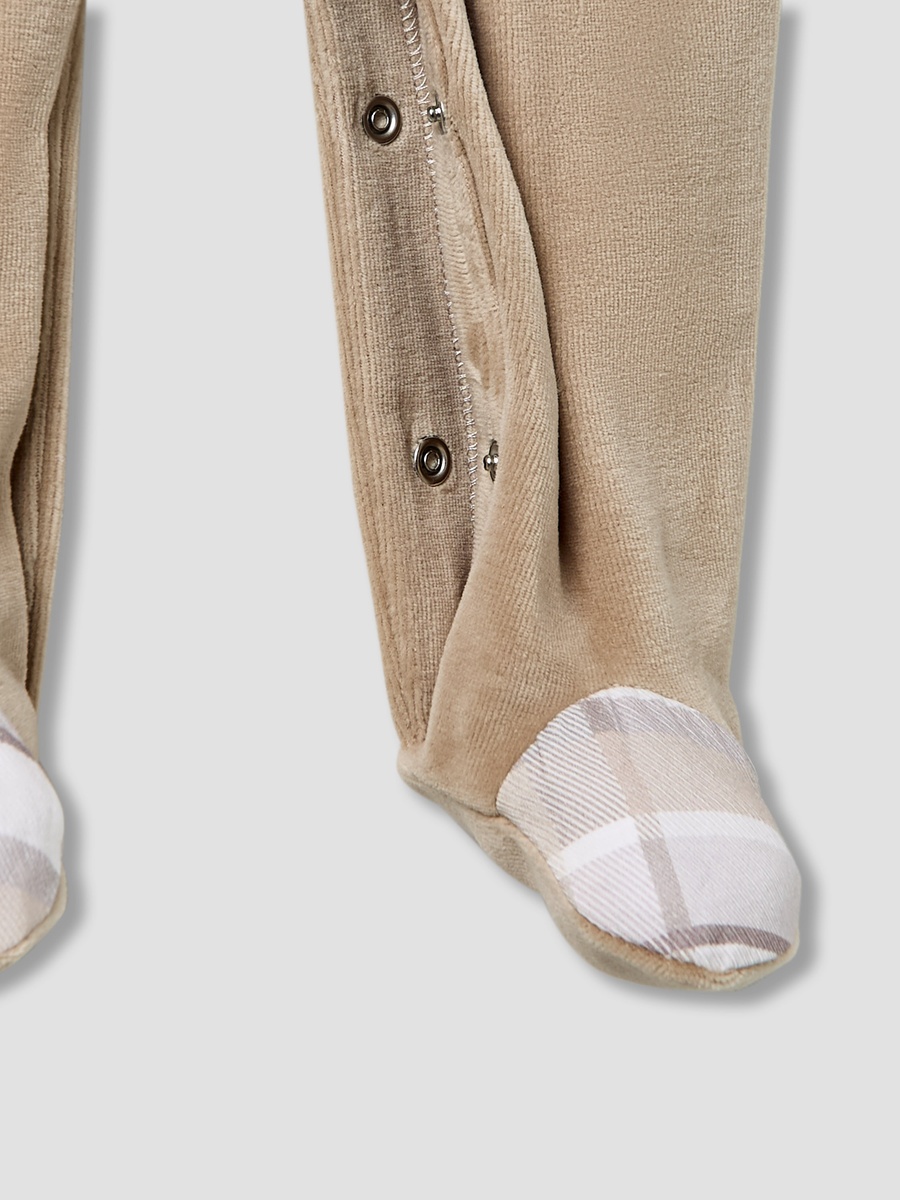 Cotton Collared Sleepsuit with Closed Feet and Long Sleeves