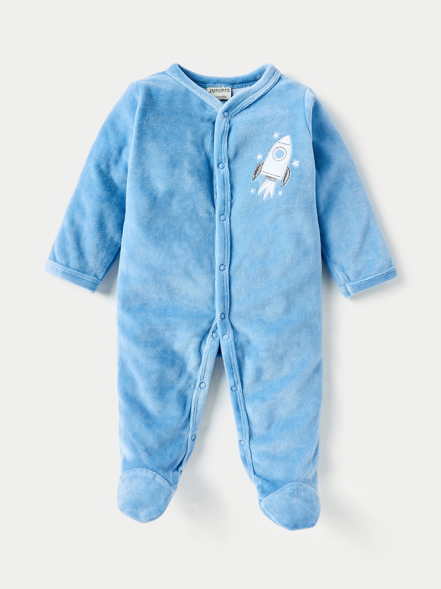 Rocket Applique Closed Feet Sleepsuit with Long Sleeves